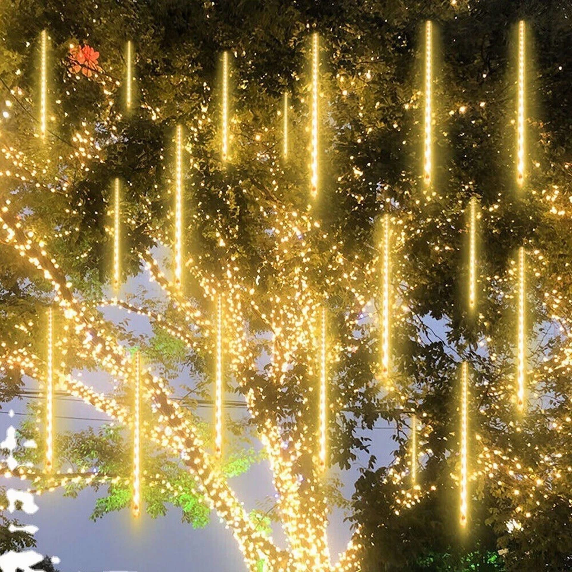 192 Led Meteor Shower String Lights Garden Falling Rain Light Xmas Party Decor - Image 4