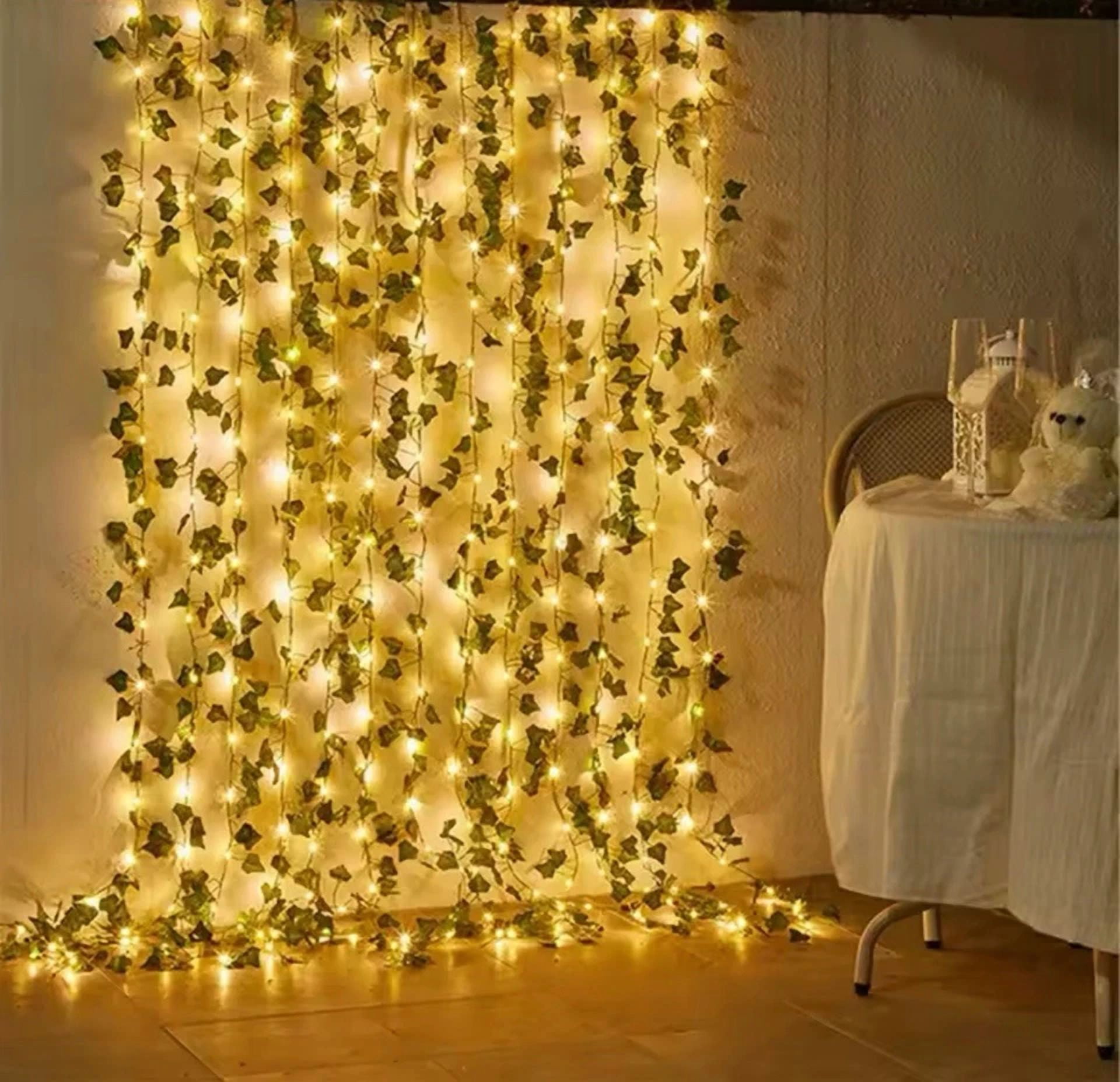 Flower Green Leaf String Lights Artificial Vine Fairy Lights Battery Powered - Image 4