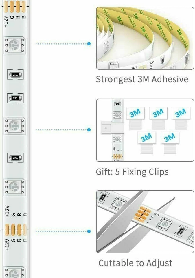16Ft 5M Bright Cool White 5M 300Leds Flexible Smd 5050 Led Strip Light Lamp 12V - Image 6