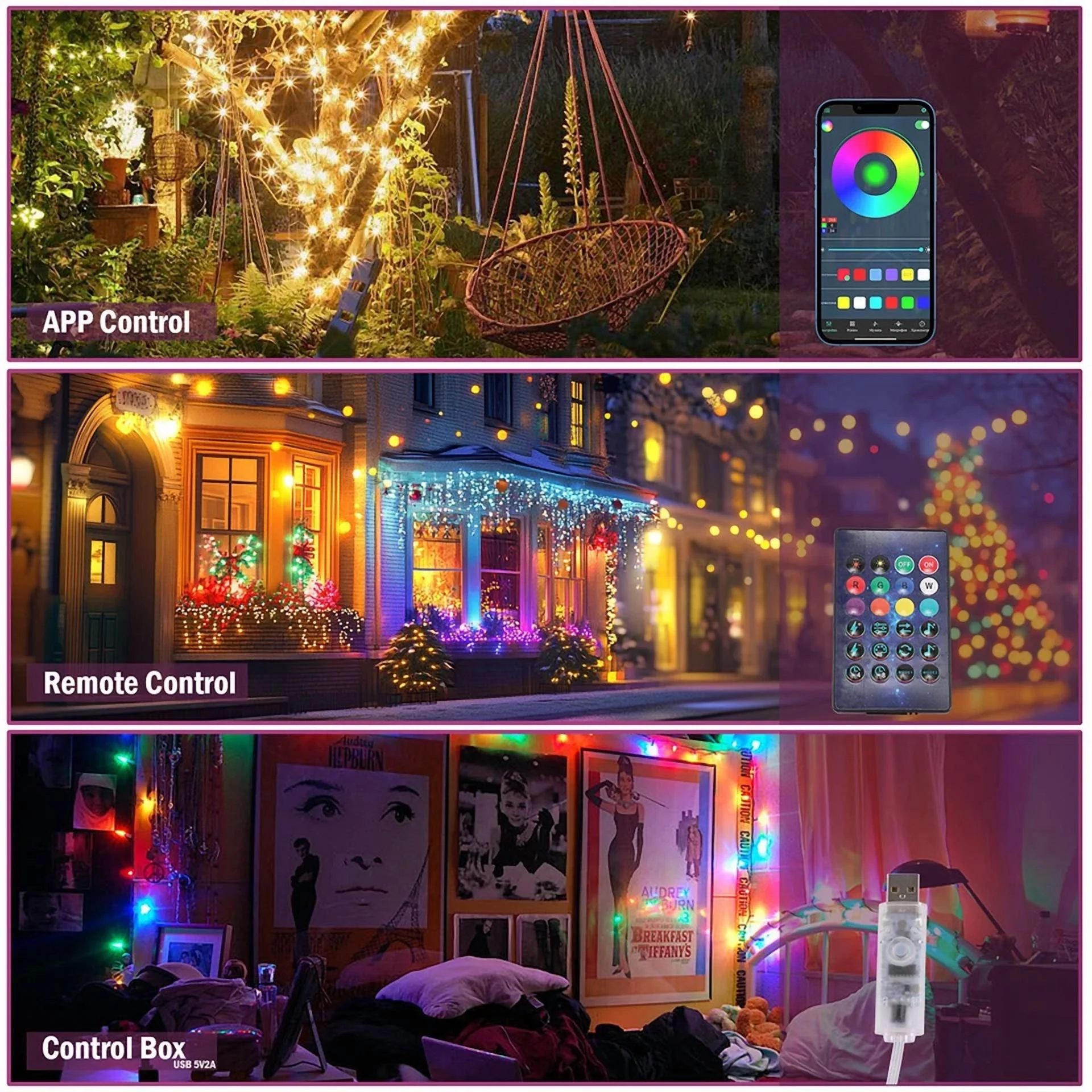 33Ft/10M Waterproof Led Rope Strip Light Multi-Color Outdoor Changing W/ Remote - Image 2