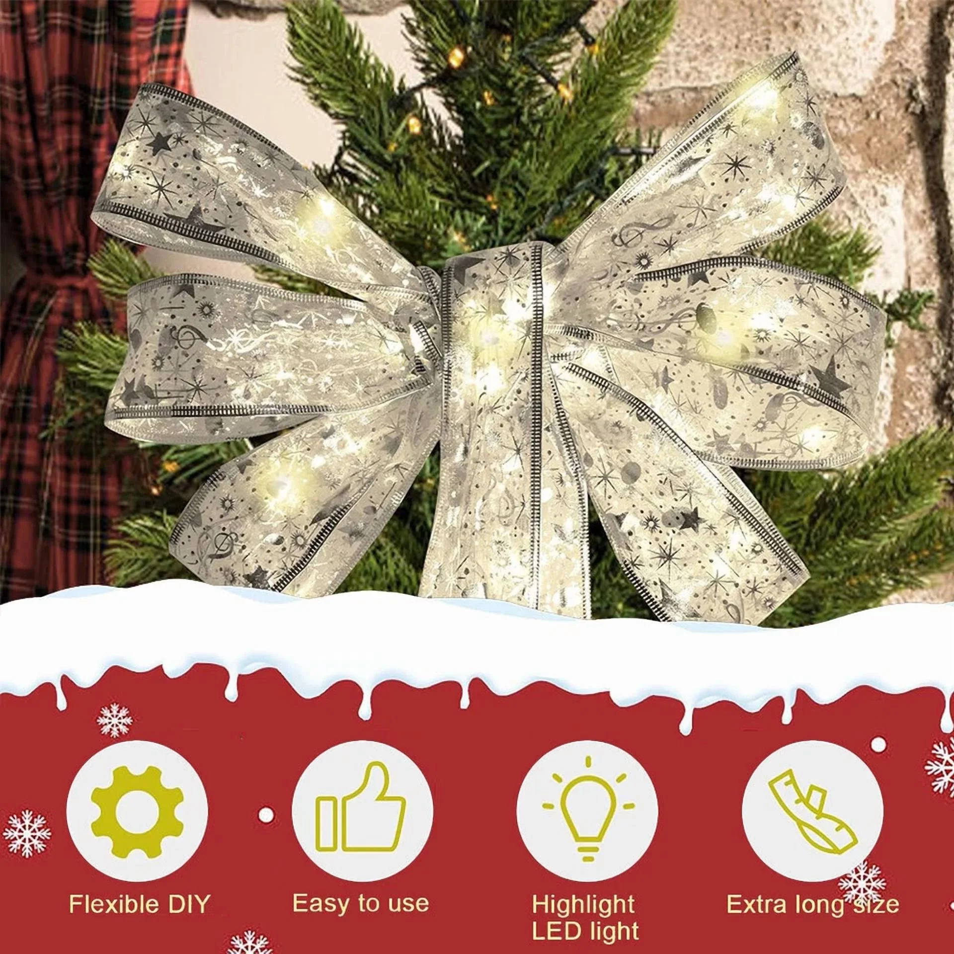 Led Ribbon Fairy String Lights For Christmas Tree Decoration Party Battery Lamp - Image 4