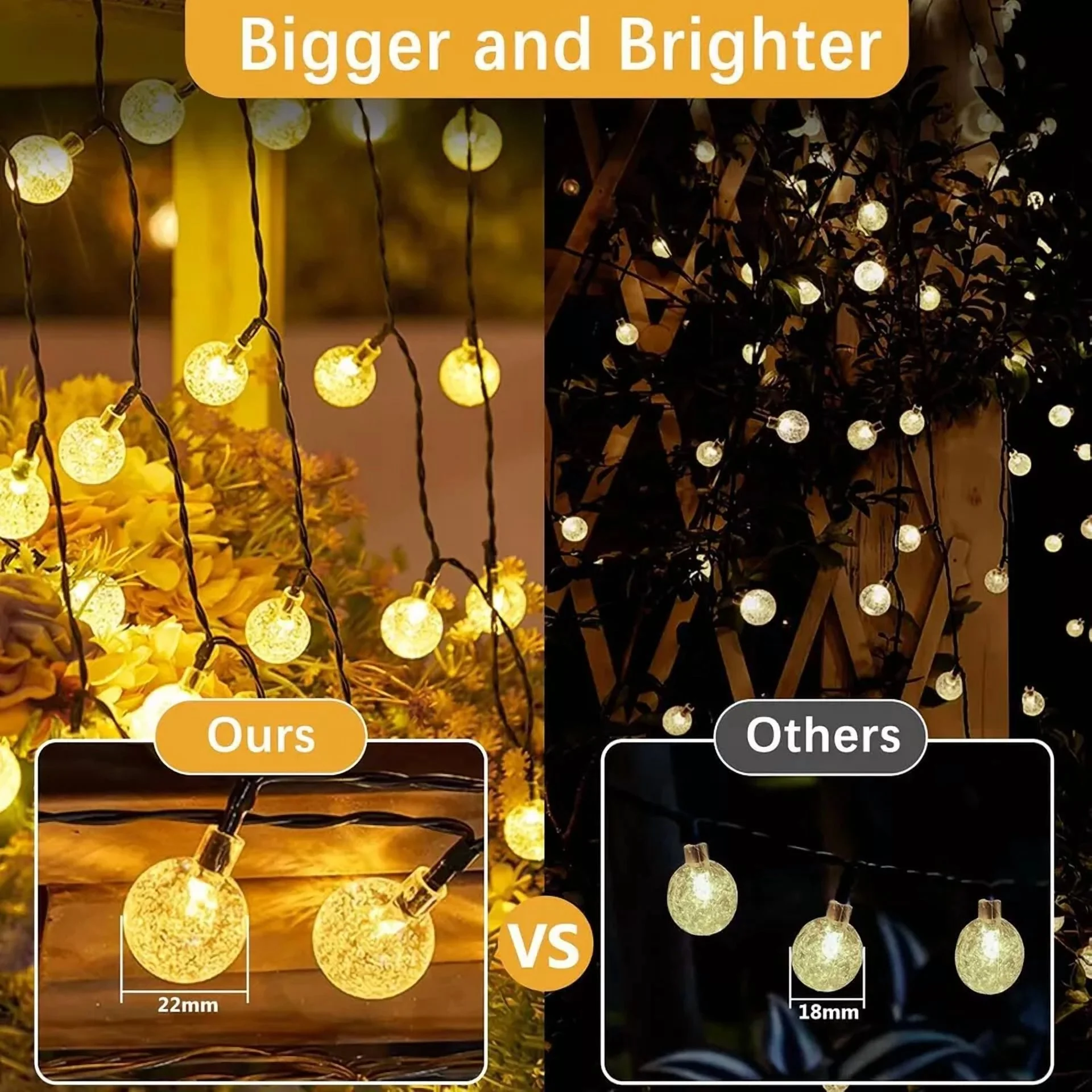 50Led 7M Ball Solar Light Party Fairy Outdoor Retro Ball String Lights Garden - Image 5