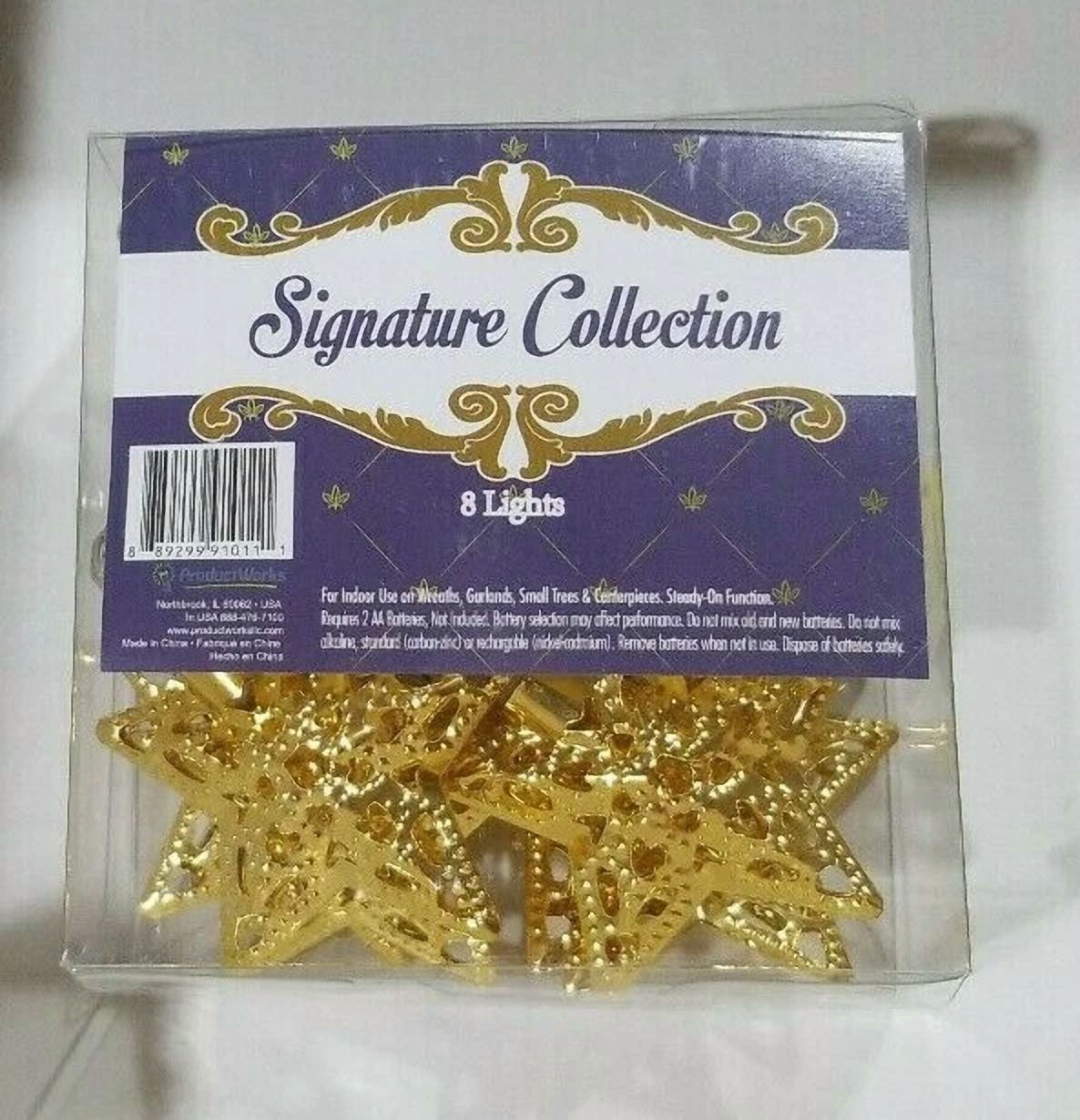 Battery Operated Star Cap Led Light String Gold 8 Lights