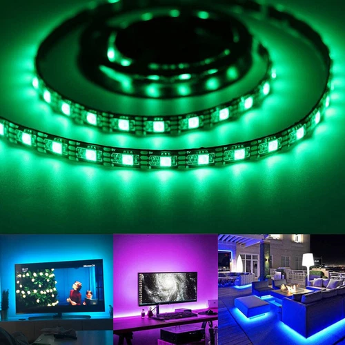 Dc5V Black Pcb 16.4Ft 5M 5050 Smd 150 Led Flexible Strip Lights Party Decor Lamp