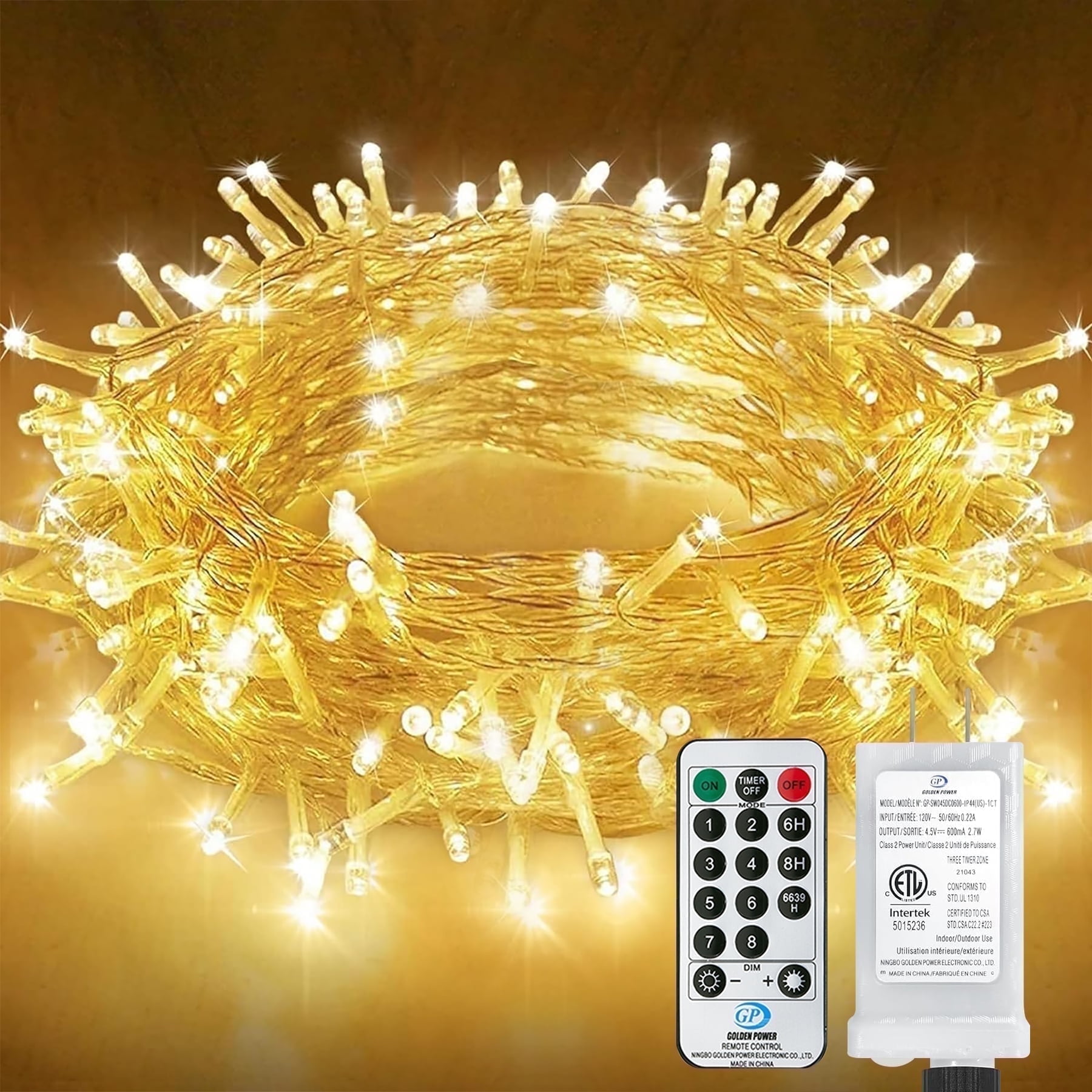 Fairy Lights Waterproof,220LED 82ft Fairy Lights Plug in,String Lights Main Powered with Remote Control,8 Mode Christmas Lights Indoor/Outdoor for Tree Wedding Party Room Decorations(Warm White)