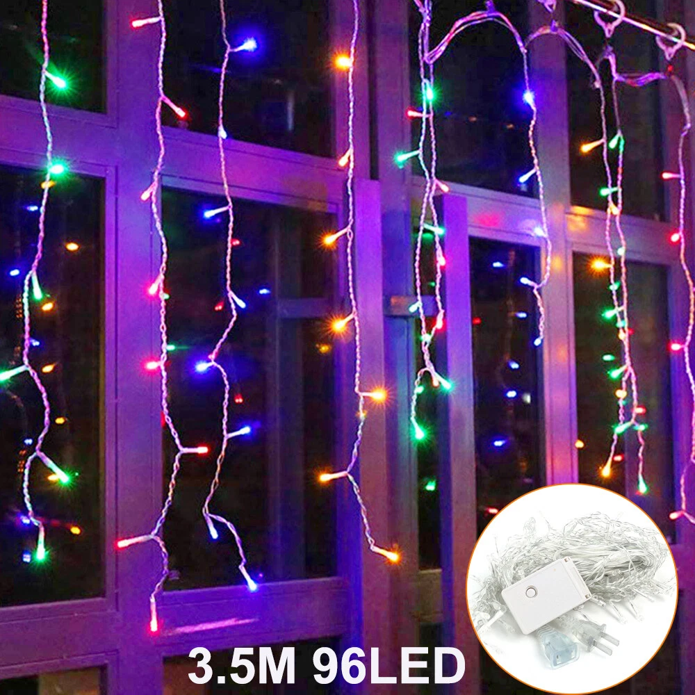 FABLE- 96 Led Curtain Icicle Lights Wedding Party Fairy String Christmas Decor Lights