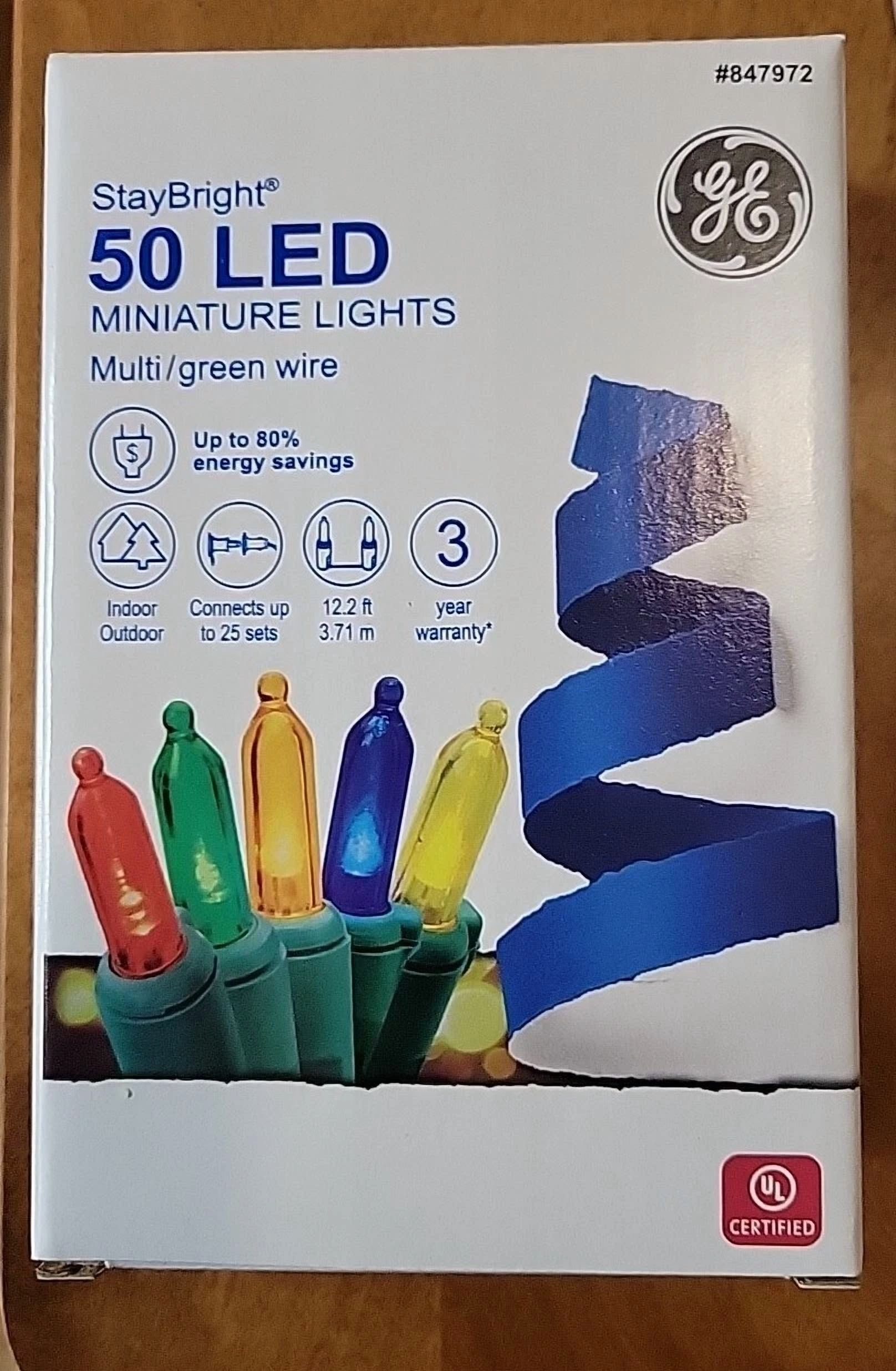 Ge Staybright 50-Count 12.2-Ft Multicolor Led Plug-In Christmas String Lights