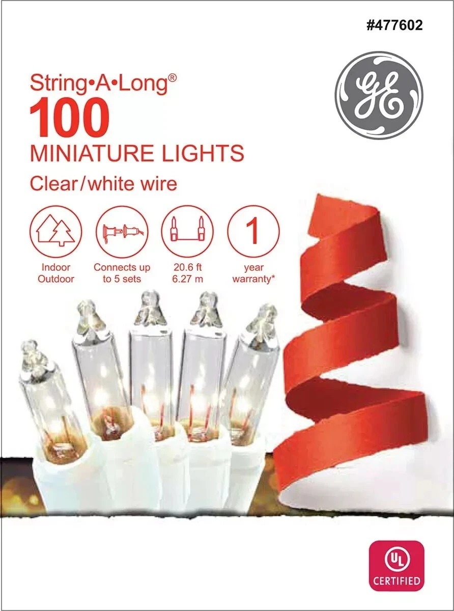 Ge String-A-Long 100-Ct. Clear Incandescent Christmas String Lights White Wire