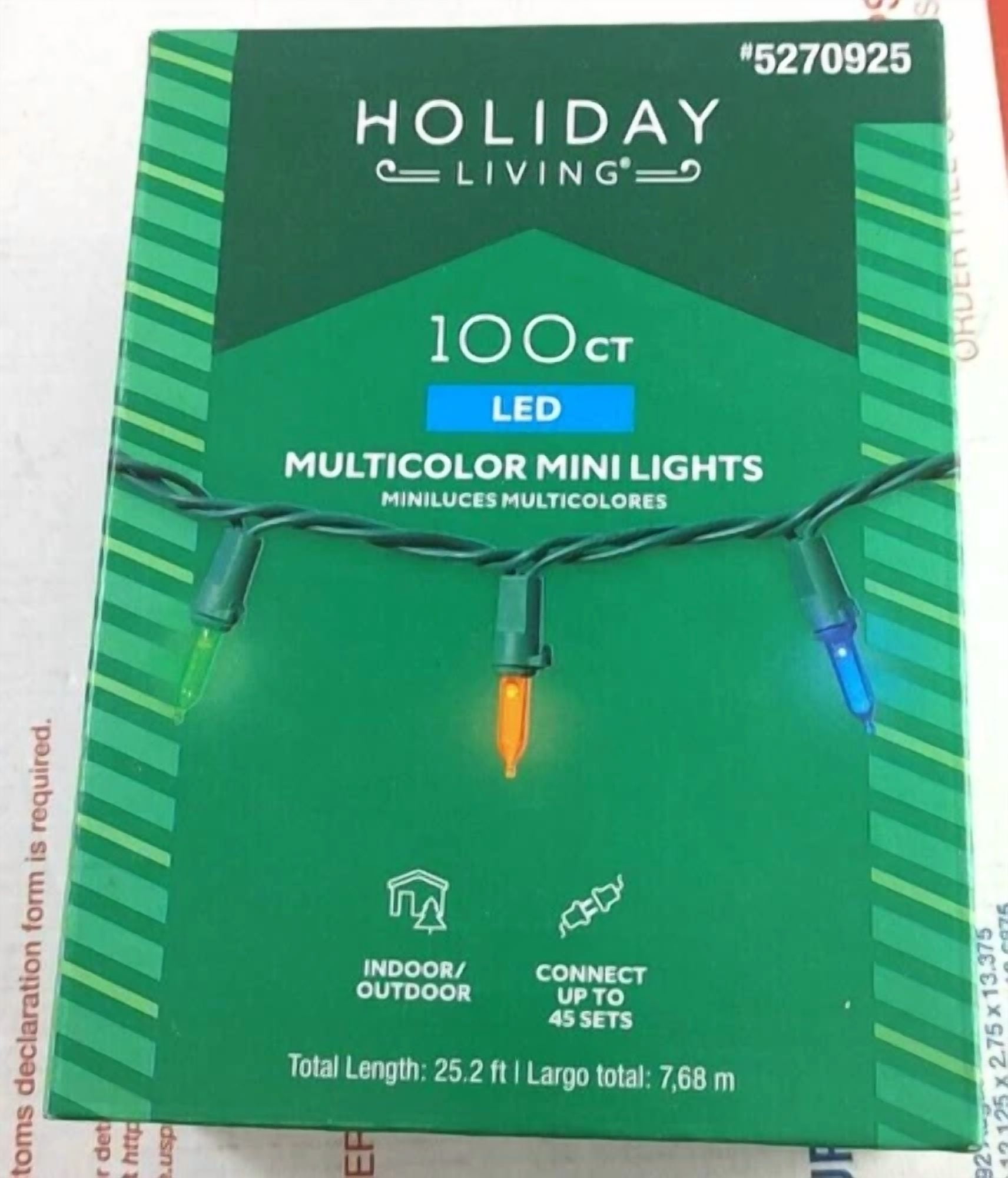 Holiday Living 100 Multicolor Led Mini String Lights Christmas W/ Green Wire New