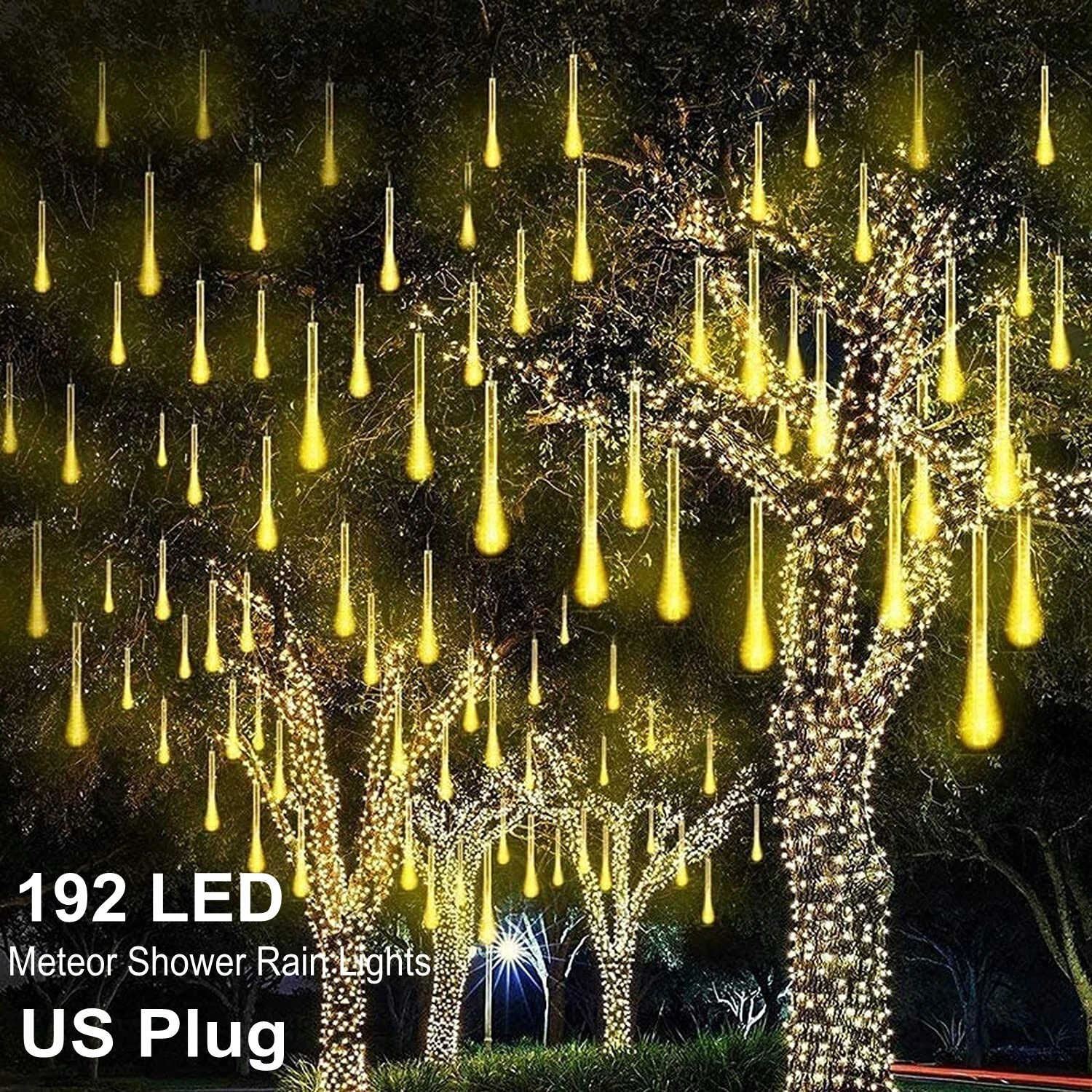 Led Meteor Shower Raindrop Lights Xmas Snowfall String Light Garden Tree Decor