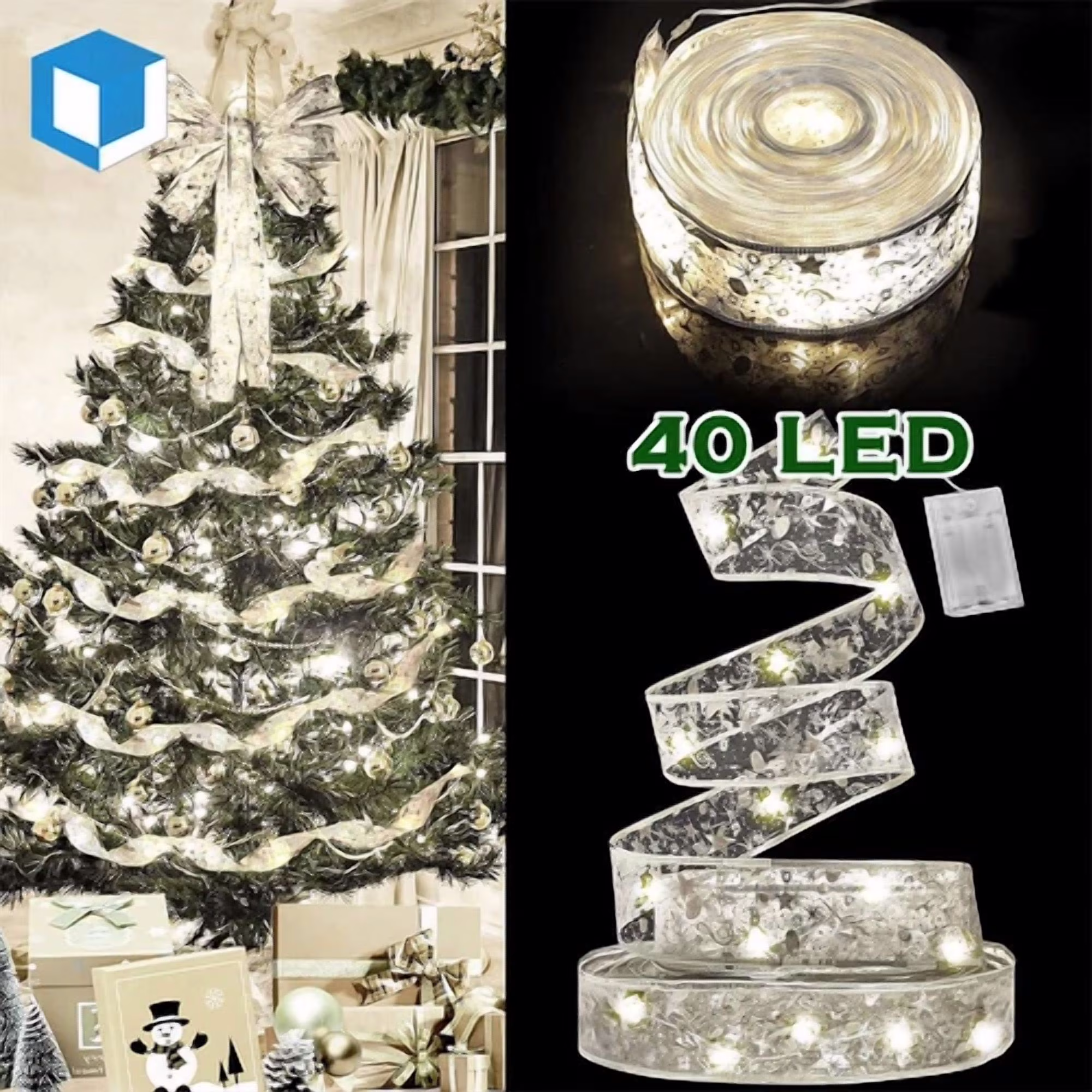 Led Ribbon Fairy String Lights For Christmas Tree Decoration Party Battery Lamp
