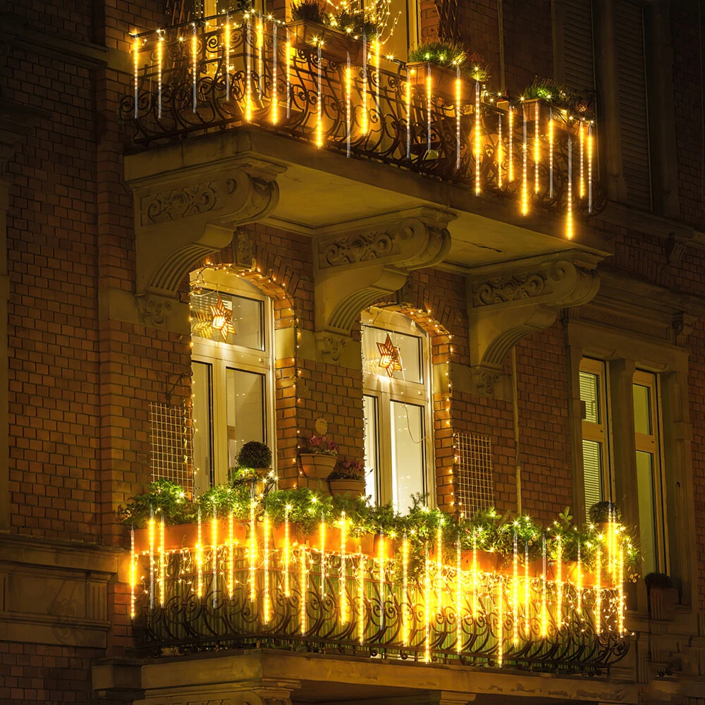 Led 8 Tubes Meteor Shower Lights Garden Waterproof String Light Party Decor Lamp