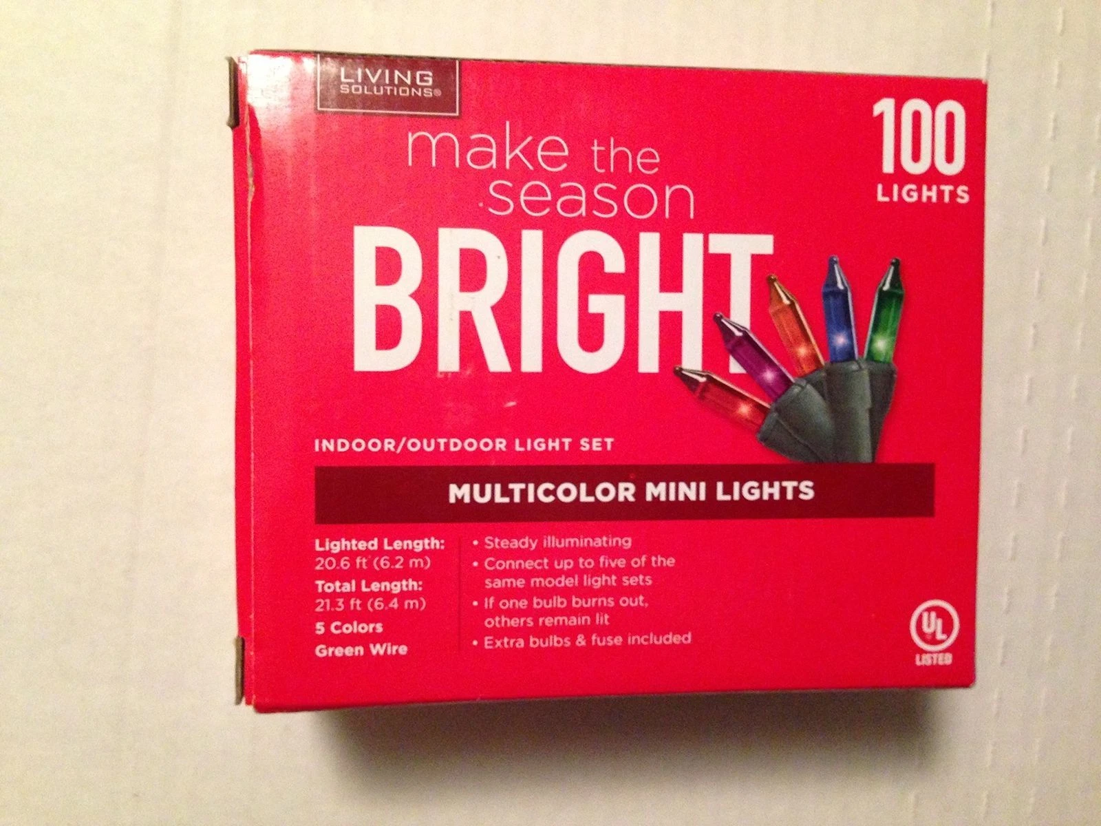Living Solutions Mini Light Set 100 Color Indoor & Outdoor Green Wire-Free Ship