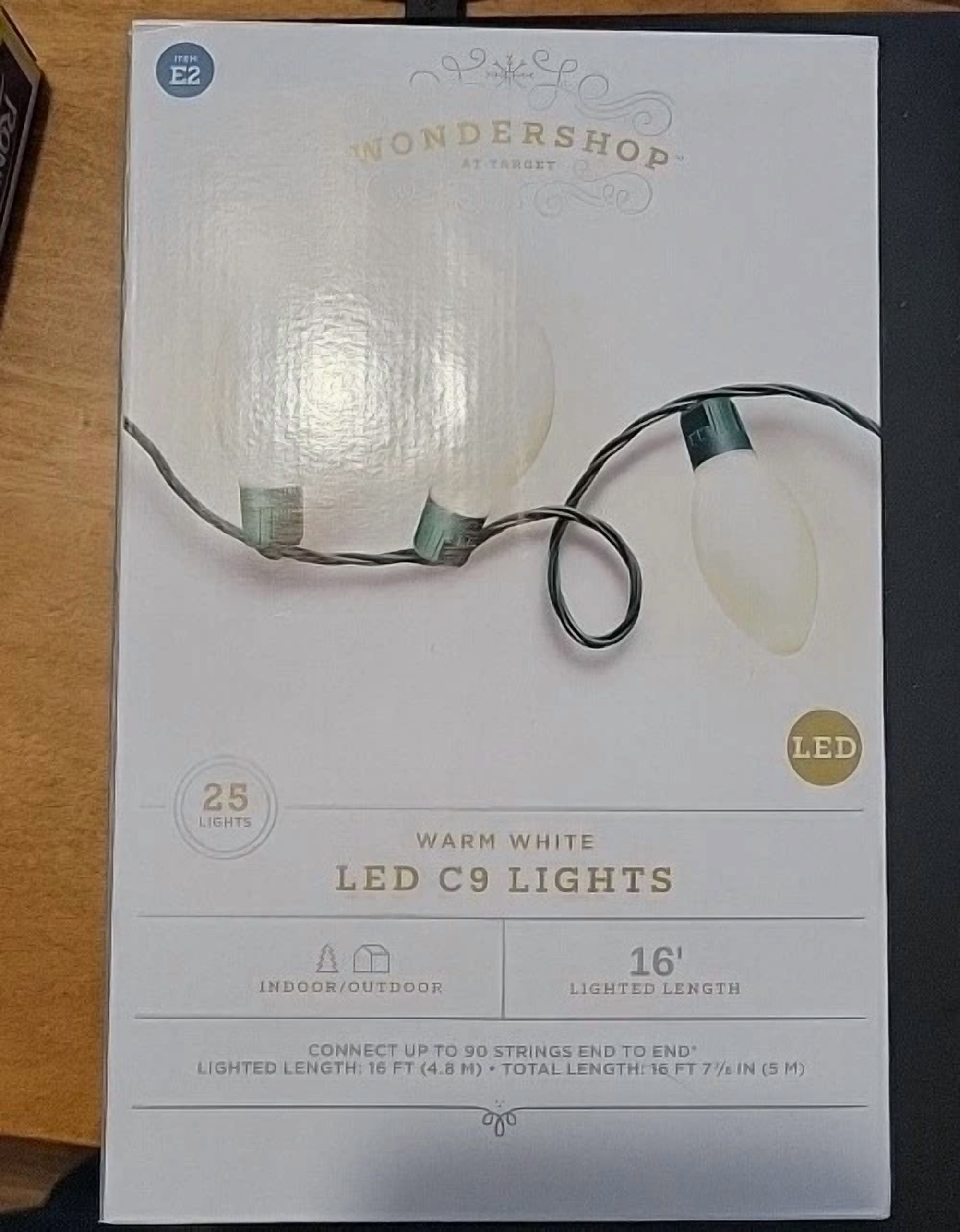 New Wondershop 25Ct Led C9 Christmas String Lights Warm White