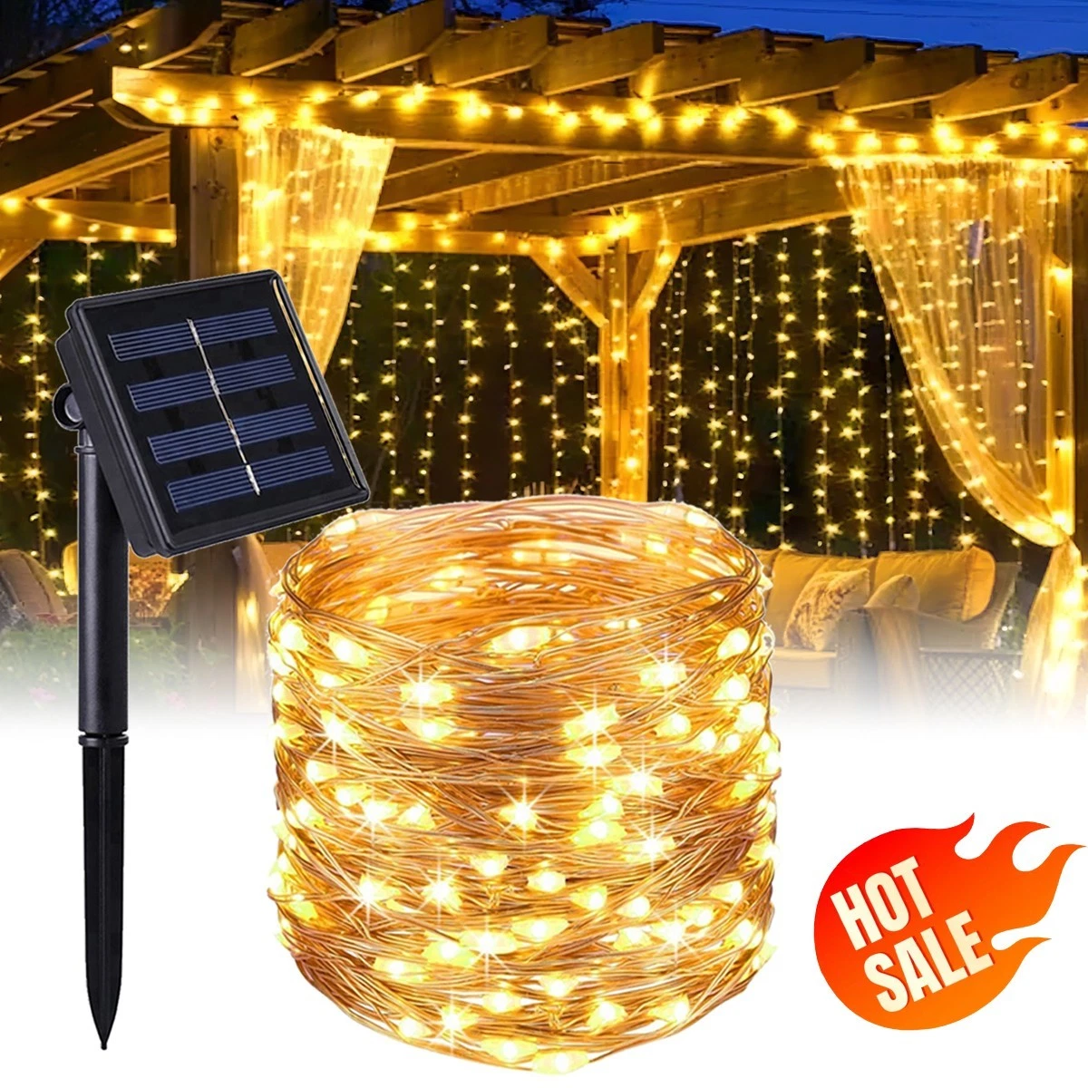 Solar String Lights Led Waterproof Copper Wire Garden Party Decor Outdoor Us
