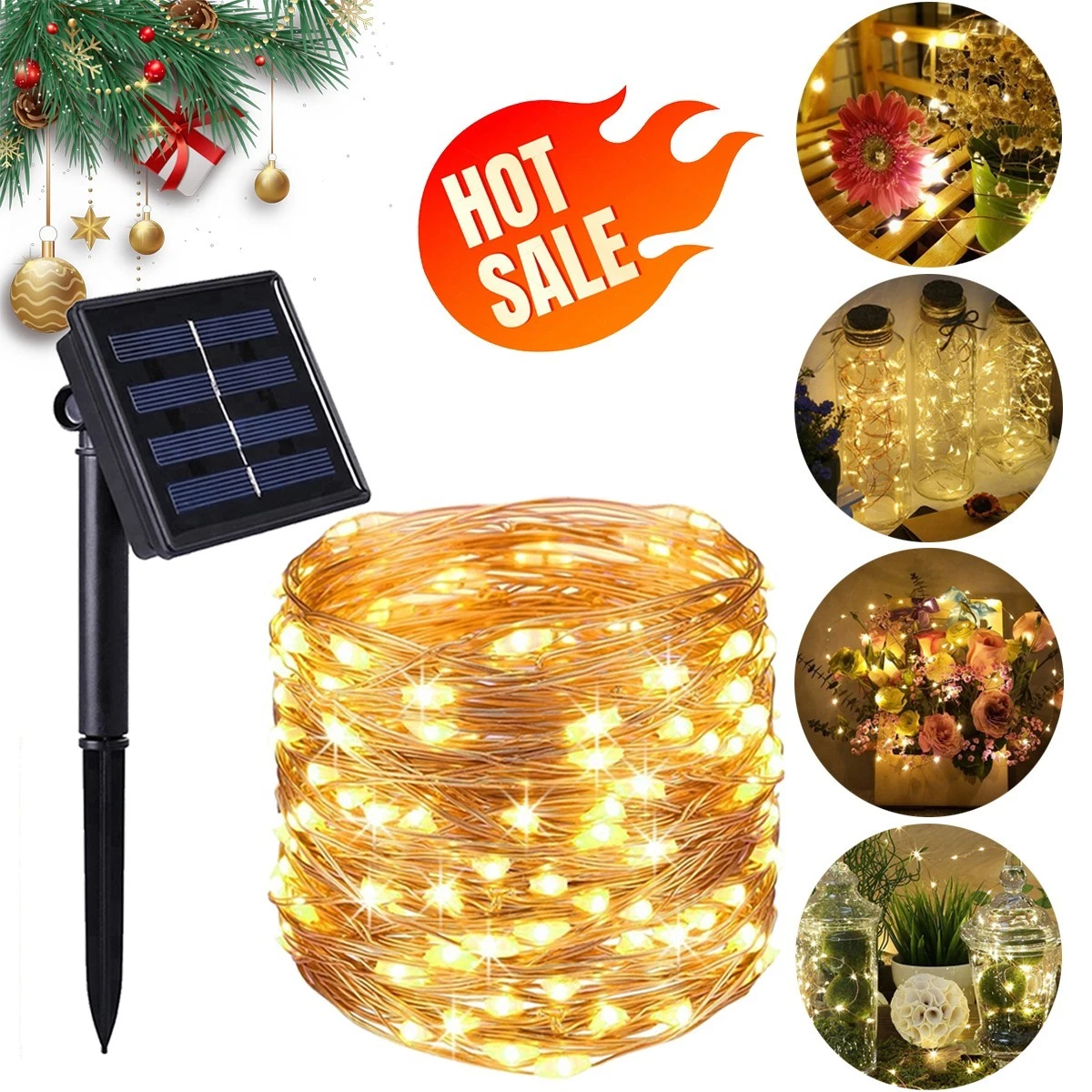 Solar String Lights Led Waterproof Copper Wire Xmas Garden Party Decor Outdoor