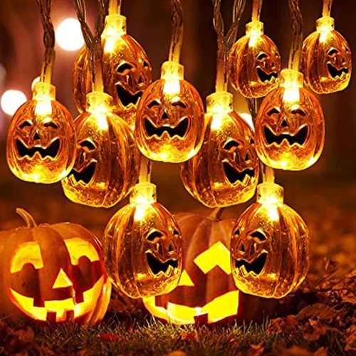 Us Halloween 20 Led Pumpkin String Lights 10Ft Lantern Lamp Home Party Decors