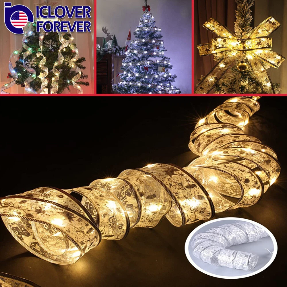 13Ft Led Ribbon Fairy String Lights Gift Wraps Christmas Tree Party Decoration