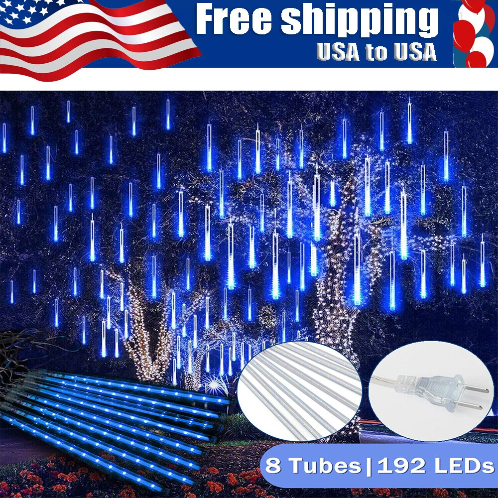 192 Led Outdoor Meteor Shower Lights Tree String Lights Garden Xmas Party Decors