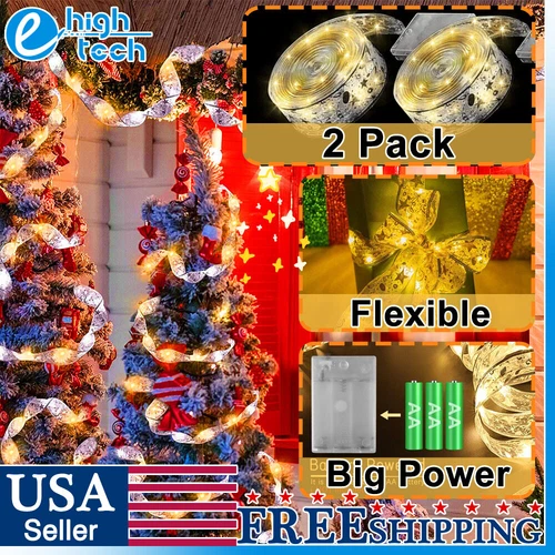 2Pcs Led Ribbon Fairy String Light For Christmas Tree Party Decoration Lamp Xmas