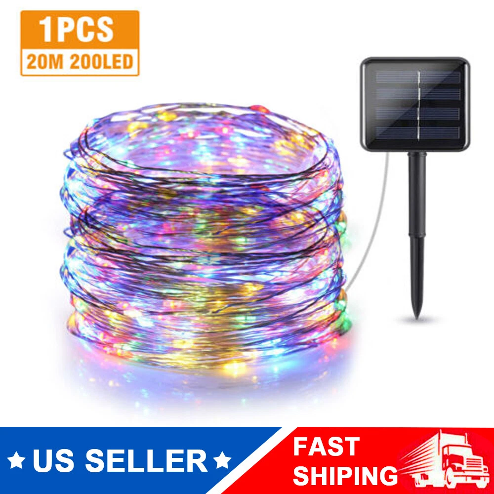 20M Solar Fairy String Light Copper Wire 200 Led Outdoor Waterproof Garden Decor