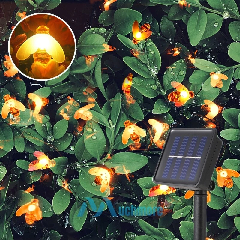21Ft. 30 Led Solar Power Bee String Light Waterproof Garden Path Yard Decor Lamp