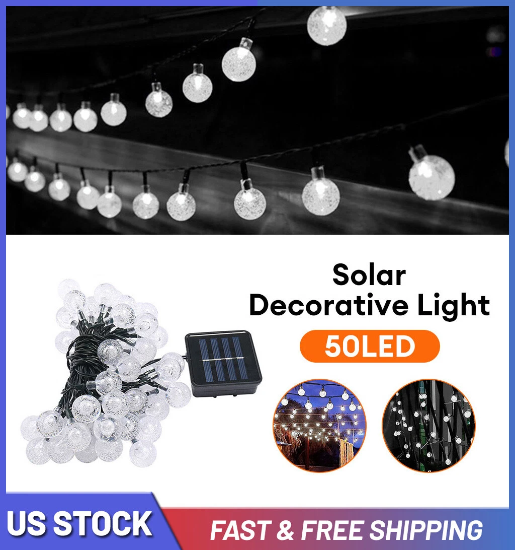 23Ft 50 Led Outdoor Solar Powered String Lights For Patio Yard Porch Party Decor