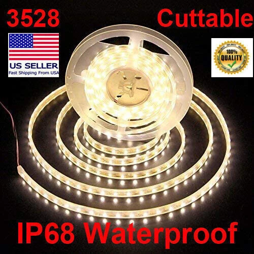 32Ft Bright 12V 3528 Smd 3000K Led Flexible Strip Light For Gardens Outdoor Us