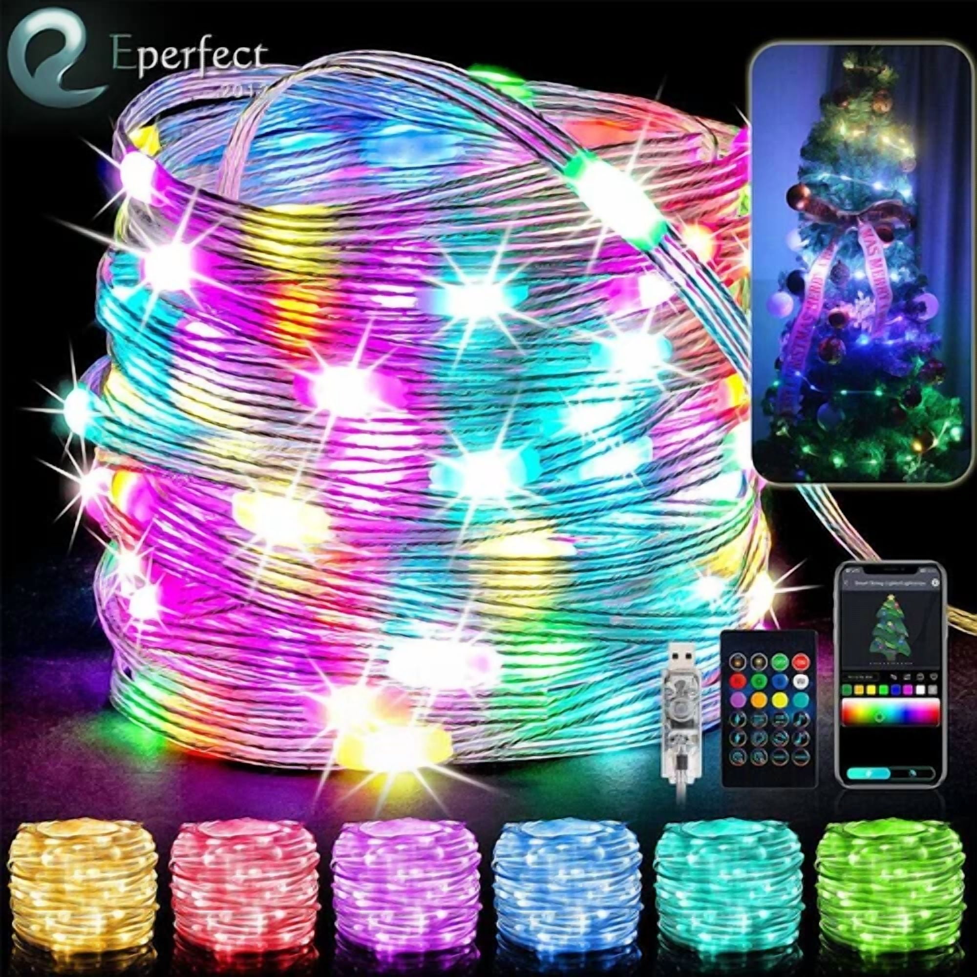 33Ft Strip String Fairy Lights Remote Control Color Changing Rgb For In/Outdoor