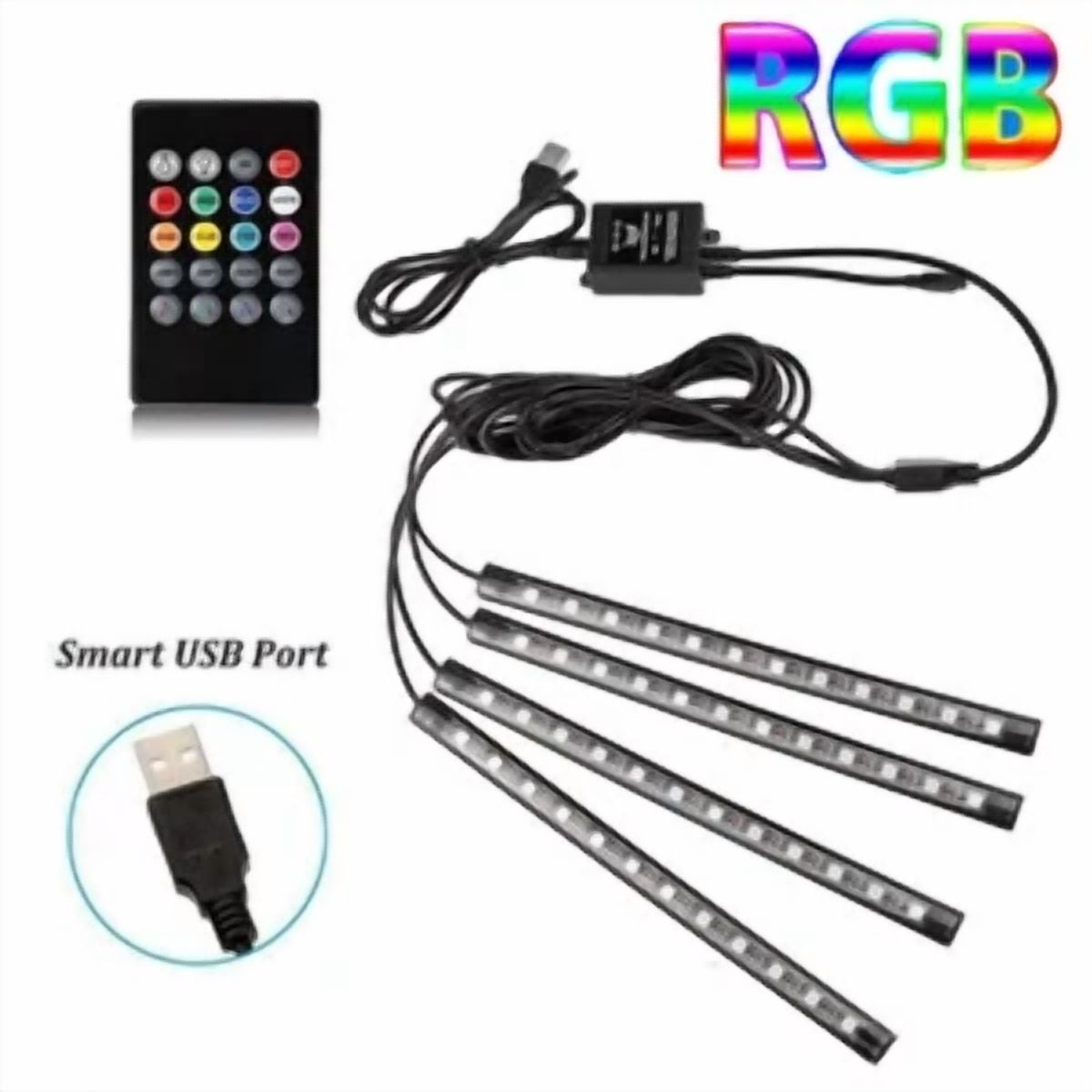 4Pc Flexible 5050 Rgb Led Strip Lights Remote Fairy Light Room Party Waterproof