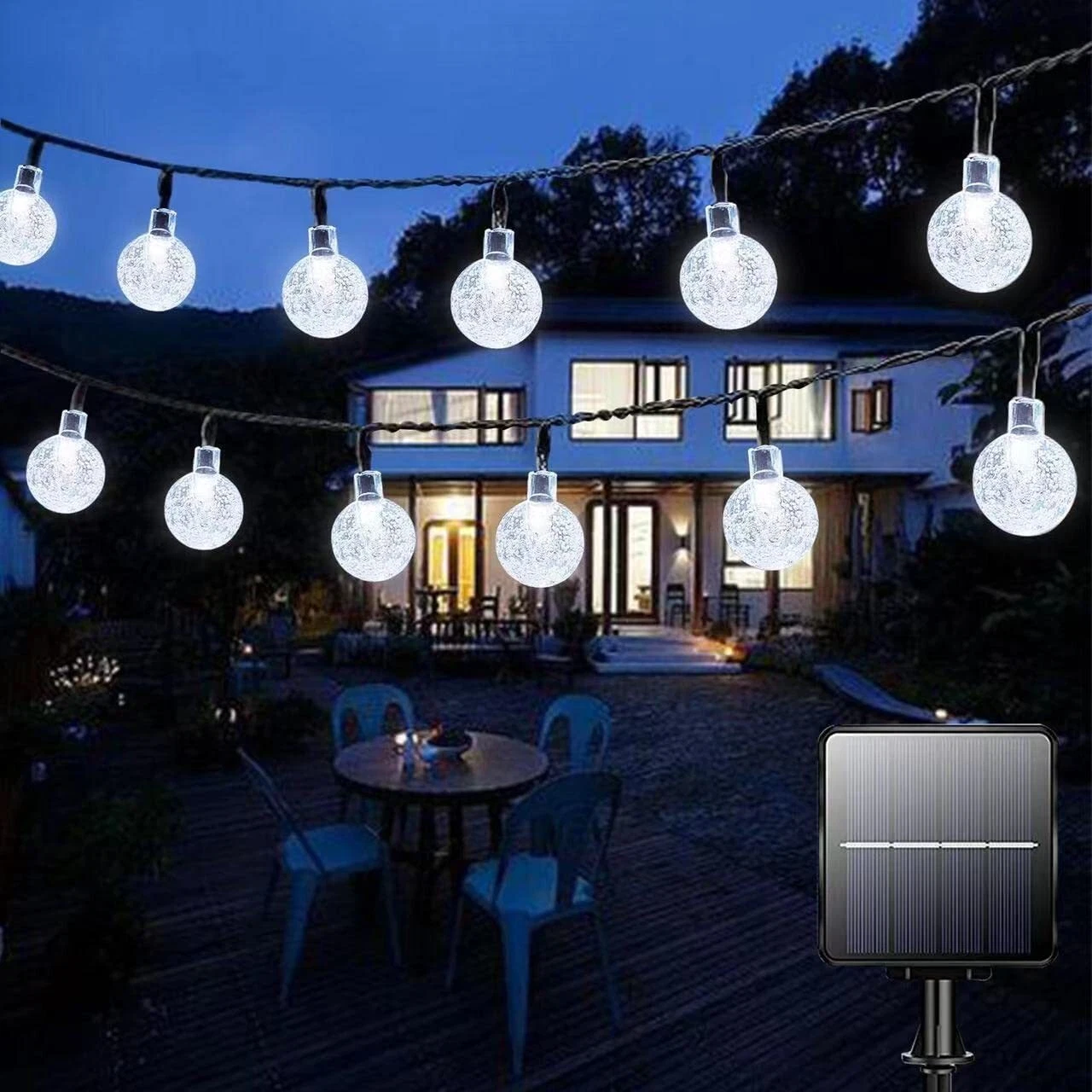 50 Led Solar String Light Waterproof Crystal Globe Christmas Lights Party Decor
